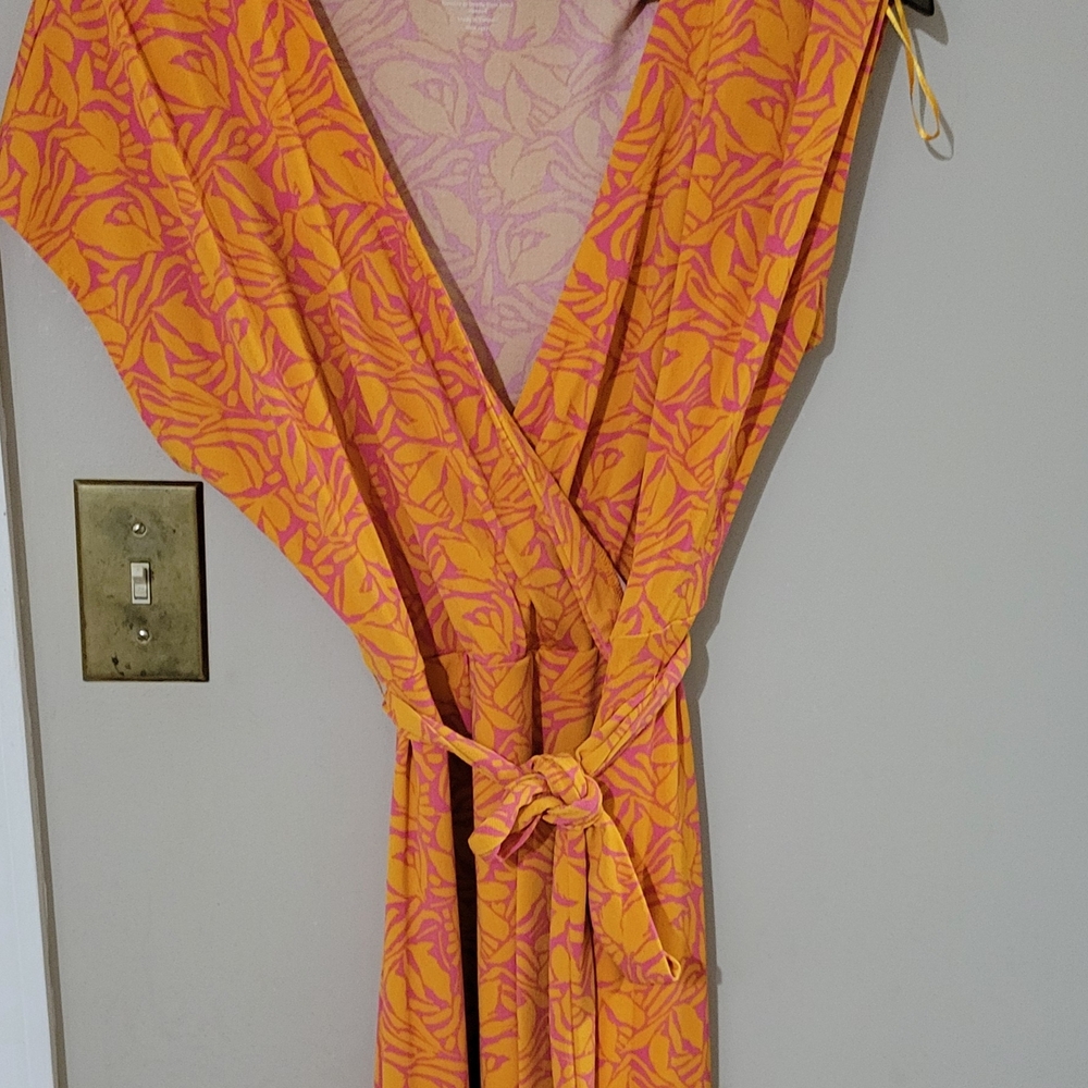 Nine West Orange and Pink Midi Dress